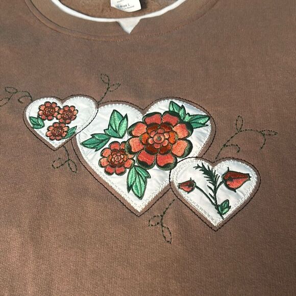 Vintage comfort corner 90s grandma heart embroidered sweatshirt - Picture 2 of 9